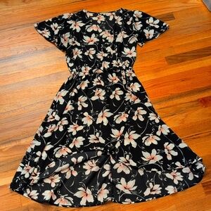 Black Floral High-Low Dress